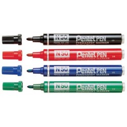 Pentel marqueur permanent n50, noir, pointe ogive,