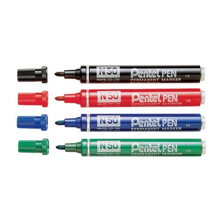 Pentel marqueur permanent n50, noir, pointe ogive,