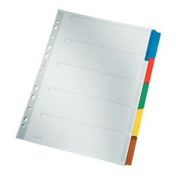 Leitz intercalaires en carton mylar, blanc, a4, gris, 10