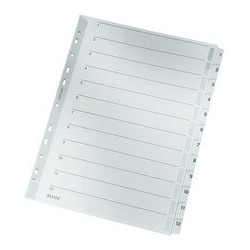 Leitz répertoire en carton mylar, chiffres, a4, 1-10, gris