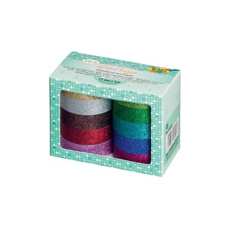 Folia deko-klebeband "glitter tape", 10-farbig sortiert