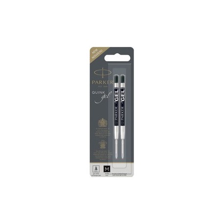 Parker mine de rechange quink gel, noir, tracé: m, 2 pièces