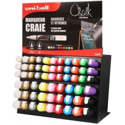 Uni-ball marqueur craie chalk, présentoir de 63 pièces