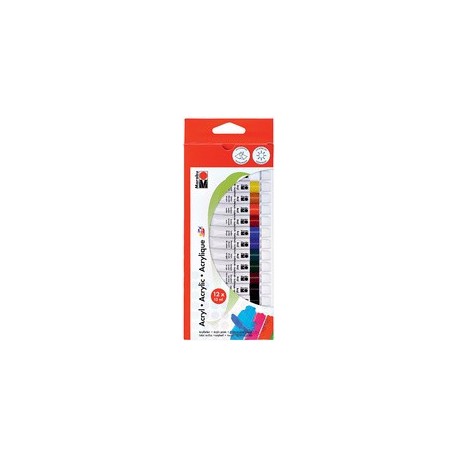 Marabu peinture acrylique,12 ml,  kit de 12
