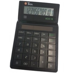 Twen calculatrice de bureau eco 12, écran lcd à 12 chiffres,