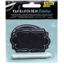 Folia tafel-etiketten inkl. specksteinstift, schwarz