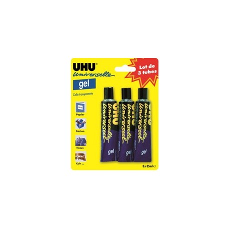 Uhu colle universelle gel, set de 3, contenu: 3 x 35 ml