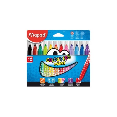 Maped feutre color'peps maxi, étui carton de 12,