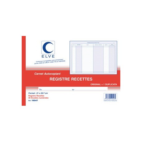 Elve manifold "recettes: auto-entrepreneurs", 40 feuillets