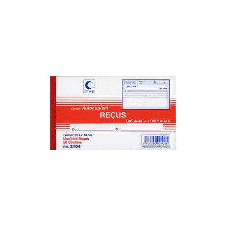 Elve manifold "reçus avec tva", original + 1 duplicata