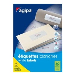 Agipa etiquettes d'adresses, 70 x 31mm, blanc, rectangulaire