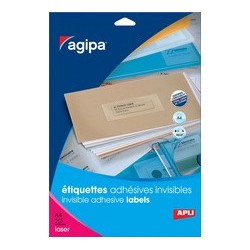 Agipa étiquettes invisibles, 99,1 x 67,7 mm, transparent