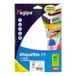 Agipa étiquettes multi-usage, 80 x 140 mm, blanches