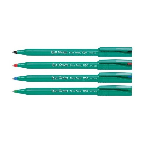 Pentel roller encre ball pentel r50, bleu - recycology