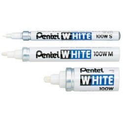 Pentel marqueur permanent blanc x100w, pointe ogive - 2,9 mm