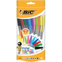 Bic stylos à bille cristal large multicolor, sachet de 10