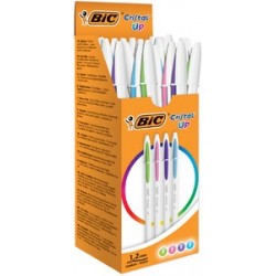 Bic stylo bille cristal up fashion, assorti, carton de 20