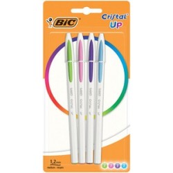 Bic stylo bille cristal up fashion, assorti, blister de 4