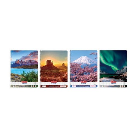 Herlitz cahier spiralé "paysages de rêve", a4, quadrillé