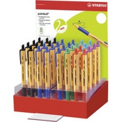 Stabilo stylo à bille rétractable, présentoir carton de 32