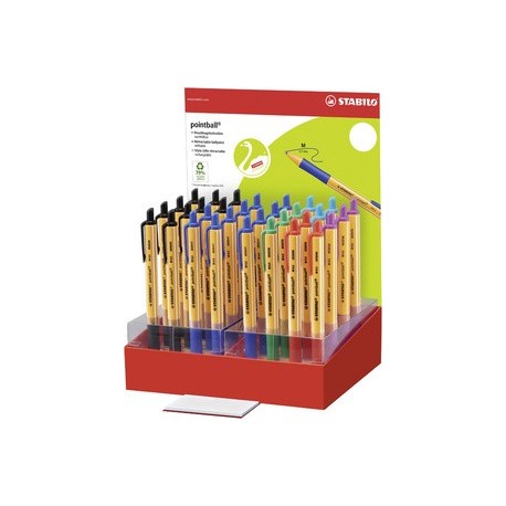 Stabilo stylo à bille rétractable, présentoir carton de 32