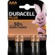 Duracell piles alcaline "plus power", micro aaa, 12+4