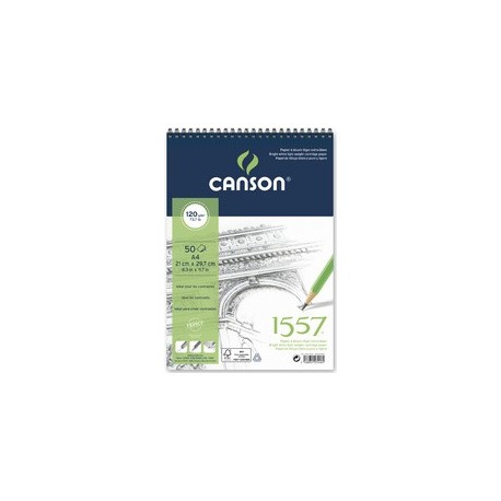 Canson bloc papier à dessin 1557, a3, 120 g/m2, 50 feuilles