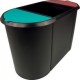 Helit corbeille à papier "the triple", oval, pe, noir/rouge/