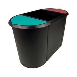 Helit corbeille à papier "the triple", oval, pe, noir/rouge/