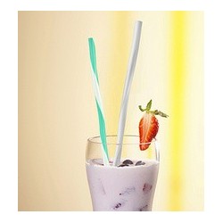 Papstar pailles pour shake "wave", blanc / transparent