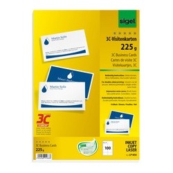 Sigel cartes de visite 3c, 85 x 55 mm, 250 g/m2, extra blanc