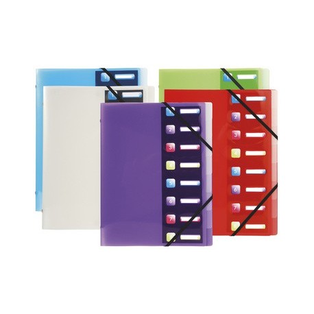 Exacompta trieur crystal colours, pp, 8 compartiments (LOT DE 10)
