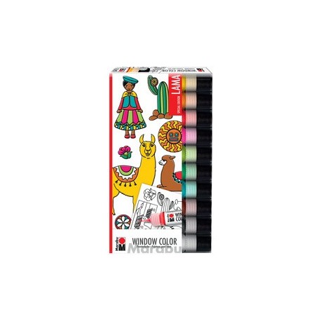 Marabu kids window color "lama", set, 10 x 25 ml