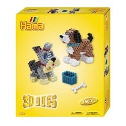 Hama perles à repasser midi 3d "chiens", coffret cadeau