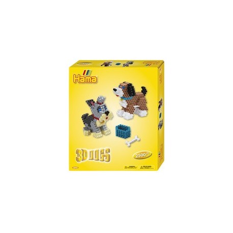 Hama perles à repasser midi 3d "chiens", coffret cadeau