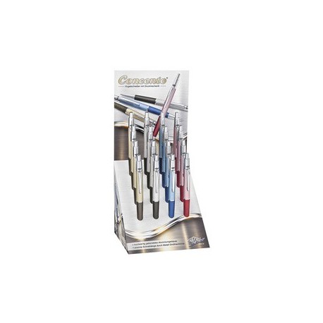 Wedo stylo à bille rétractable concento, présentoir de 16 (LOT DE 16)