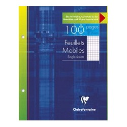 Clairefontaine feuillets mobiles a4, quadrillé 5/5,100 pages