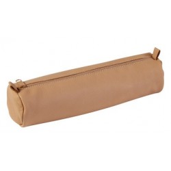 Clairefontaine trousse ronde, cuir naturel