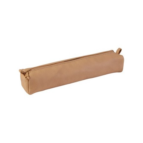 Clairefontaine trousse trapèze, cuir naturel