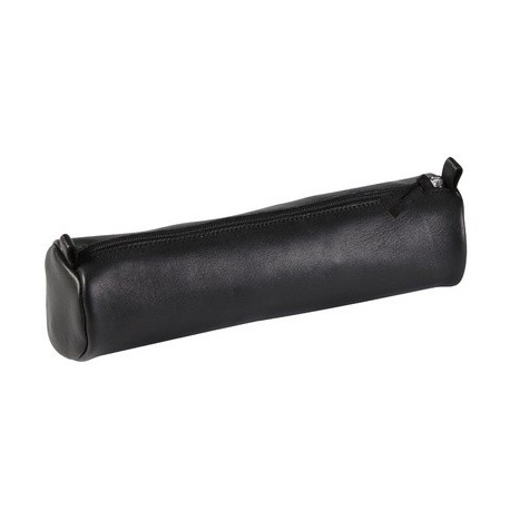 Clairefontaine trousse petite ronde, cuir, noir