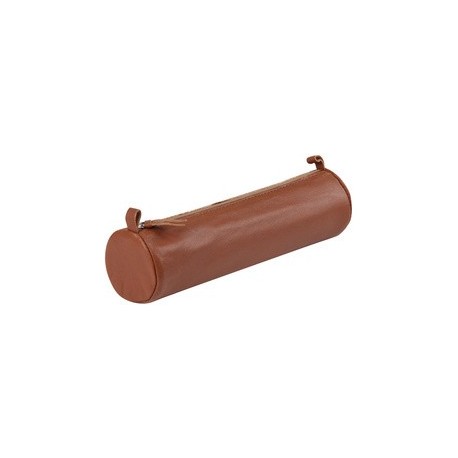 Clairefontaine trousse cuir ronde, saumon brossé