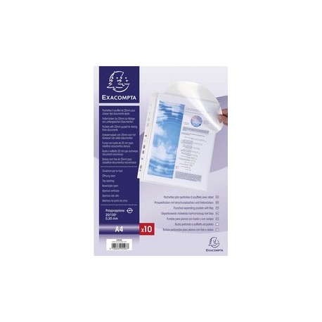 Exacompta pochette à soufflet perforée avec rabat, a4, pp