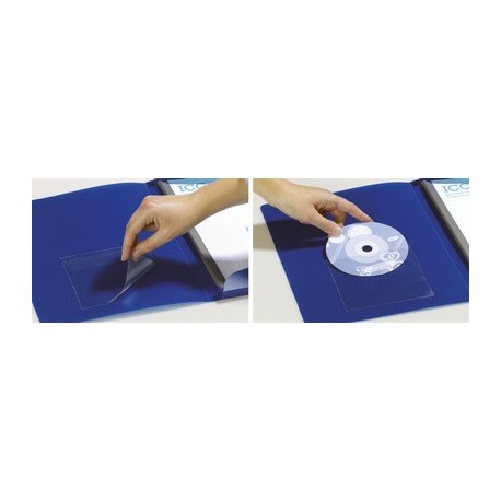 Durable pochette autoadhésive pocketfix cd/dvd, transparent