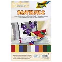 Folia feutrine de bricolage, 200 x 300 mm, 150 g/m2,couleurs