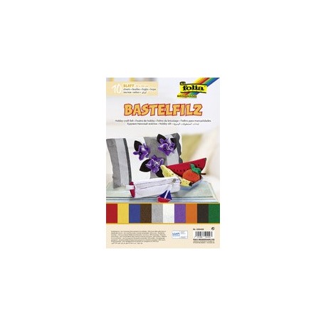 Folia feutrine de bricolage, 200 x 300 mm, 150 g/m2,couleurs