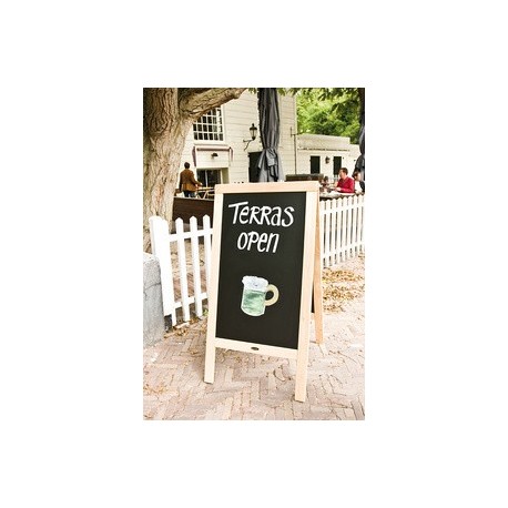 Securit panneau trottoir deluxe, avec tableau noir, acajou