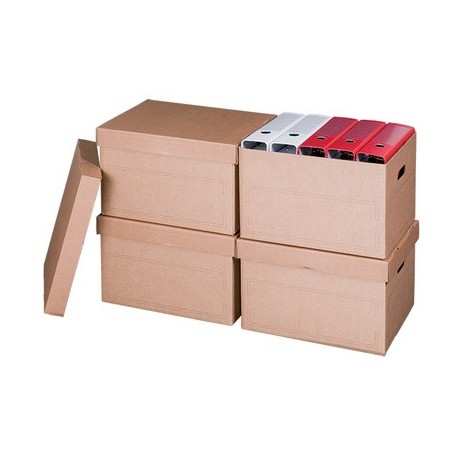 Smartboxpro boîte d'archives/transport, à couvercle, marron (LOT DE 10)