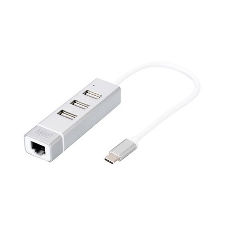 Digitus adaptateur usb 2.0 vers fast ethernet, 3 ports usb