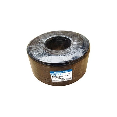 Logilink câble téléphonique, 100 m, 4 fils, plat, noir