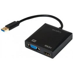 Logilink carte graphique usb 3.0 - hdmi/vga, noir